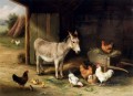 Jagd Edgar 1870 1955 Esel Hens und Hühner in einem Stall